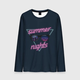 Мужской лонгслив 3D с принтом Summer Nights в городе Новоалтайск, 100% полиэстер | длинные рукава, круглый вырез горловины, полуприлегающий силуэт | 80 | cyber | game | hotline | hotlinemiami | maiami | music | nights | outrun | retro | retrowave | summer | synth | synthwave | игра | кибер | лето | ночь | ретро