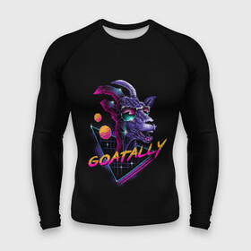 Мужской рашгард 3D с принтом GOATALLY в городе Новоалтайск,  |  | Тематика изображения на принте: 80 | cyber | game | goat | hotline | hotlinemiami | maiami | music | outrun | retro | retrowave | synth | synthwave | игра | кибер | козел | ретро