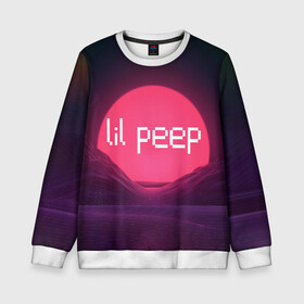 Детский свитшот 3D с принтом lil peep(Logo) в городе Новоалтайск, 100% полиэстер | свободная посадка, прямой крой, мягкая тканевая резинка на рукавах и понизу свитшота | cry baby | lil peep | logo | rap | заход солнца | знаменитости. эмо | известный исполнитель | неон | пип | редактируемое лого | реп | розоватый оттенок | рок | рэп | яркий фон