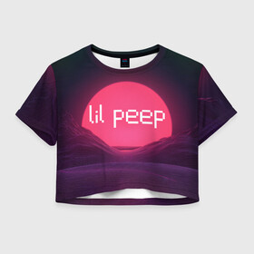 Женская футболка Crop-top 3D с принтом lil peep(Logo) в городе Новоалтайск, 100% полиэстер | круглая горловина, длина футболки до линии талии, рукава с отворотами | cry baby | lil peep | logo | rap | заход солнца | знаменитости. эмо | известный исполнитель | неон | пип | редактируемое лого | реп | розоватый оттенок | рок | рэп | яркий фон