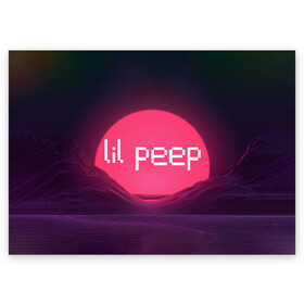 Поздравительная открытка с принтом lil peep(Logo) в городе Новоалтайск, 100% бумага | плотность бумаги 280 г/м2, матовая, на обратной стороне линовка и место для марки
 | cry baby | lil peep | logo | rap | заход солнца | знаменитости. эмо | известный исполнитель | неон | пип | редактируемое лого | реп | розоватый оттенок | рок | рэп | яркий фон