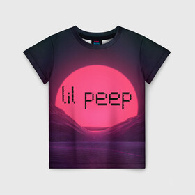 Детская футболка 3D с принтом lil peep(Black Logo) в городе Новоалтайск, 100% гипоаллергенный полиэфир | прямой крой, круглый вырез горловины, длина до линии бедер, чуть спущенное плечо, ткань немного тянется | cry baby | lil peep | logo | rap | заход солнца | знаменитости. эмо | известный исполнитель | неон | пип | редактируемое лого | реп | розоватый оттенок | рок | рэп | яркий фон