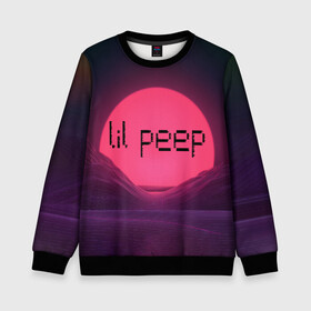 Детский свитшот 3D с принтом lil peep(Black Logo) в городе Новоалтайск, 100% полиэстер | свободная посадка, прямой крой, мягкая тканевая резинка на рукавах и понизу свитшота | cry baby | lil peep | logo | rap | заход солнца | знаменитости. эмо | известный исполнитель | неон | пип | редактируемое лого | реп | розоватый оттенок | рок | рэп | яркий фон