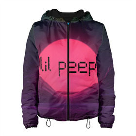 Женская куртка 3D с принтом lil peep(Black Logo) в городе Новоалтайск, ткань верха — 100% полиэстер, подклад — флис | прямой крой, подол и капюшон оформлены резинкой с фиксаторами, два кармана без застежек по бокам, один большой потайной карман на груди. Карман на груди застегивается на липучку | cry baby | lil peep | logo | rap | заход солнца | знаменитости. эмо | известный исполнитель | неон | пип | редактируемое лого | реп | розоватый оттенок | рок | рэп | яркий фон