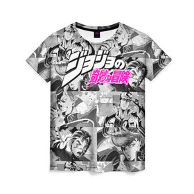 Женская футболка 3D с принтом JoJo’s Bizarre Adventure в городе Новоалтайск, 100% полиэфир ( синтетическое хлопкоподобное полотно) | прямой крой, круглый вырез горловины, длина до линии бедер | anime | jojo | jojo bizarre adventure | jojo’s bizarre adventure | аниме | джоджо | манга | невероятные приключения джоджо