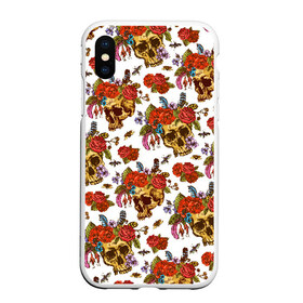 Чехол для iPhone XS Max матовый с принтом Skulls and Roses в городе Новоалтайск, Силикон | Область печати: задняя сторона чехла, без боковых панелей | flowers | halloween | rose | skull | tattoo | жуки | насекомые | роза | тату | татуировка | хеллоуин | хэллоуин | цветок | цветы | череп
