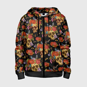 Детская толстовка 3D на молнии с принтом Skulls and Roses в городе Новоалтайск, 100% полиэстер |  манжеты и пояс оформлены широкой мягкой резинкой, двухслойный капюшон со шнурком для регулировки, спереди карманы и застежка-молния
 | Тематика изображения на принте: flowers | halloween | rose | skull | tattoo | жуки | насекомые | роза | тату | татуировка | хеллоуин | хэллоуин | цветок | цветы | череп