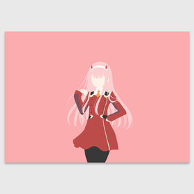 Поздравительная открытка с принтом Darling In The Franxx в городе Новоалтайск, 100% бумага | плотность бумаги 280 г/м2, матовая, на обратной стороне линовка и место для марки
 | Тематика изображения на принте: 02 | anime | darling in the franxx | hiro | manga | zero two | аниме | ахегао | любимый во франксе | манга | милый во франксе | ноль два | хиро