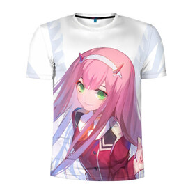Мужская футболка 3D спортивная с принтом Darling In The Franxx в городе Новоалтайск, 100% полиэстер с улучшенными характеристиками | приталенный силуэт, круглая горловина, широкие плечи, сужается к линии бедра | Тематика изображения на принте: 02 | anime | darling in the franxx | hiro | manga | zero two | аниме | ахегао | любимый во франксе | манга | милый во франксе | ноль два | хиро