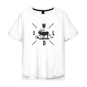 Мужская футболка хлопок Oversize с принтом Wild Northen Nature в городе Новоалтайск, 100% хлопок | свободный крой, круглый ворот, “спинка” длиннее передней части | Тематика изображения на принте: альпинизм | горы | дикие животные | камчатка | кемпинг | крайний север | олень | природа | север | северный олень | туризм