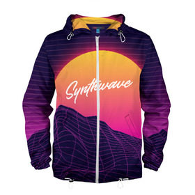 Мужская ветровка 3D с принтом SYNTHWAVE / RETROWAVE в городе Новоалтайск, 100% полиэстер | подол и капюшон оформлены резинкой с фиксаторами, два кармана без застежек по бокам, один потайной карман на груди | galaxy | geometry | hotline miami | neon | new retro wave | outrun | outrun electro | retro | retrowave | space | synth | synthwave | геометрия | космос | неон | ретро | фигуры | хотлайн майами