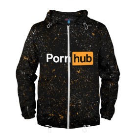 Мужская ветровка 3D с принтом PornHub в городе Новоалтайск, 100% полиэстер | подол и капюшон оформлены резинкой с фиксаторами, два кармана без застежек по бокам, один потайной карман на груди | hub | хаб
