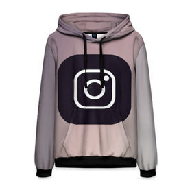 Мужская толстовка 3D с принтом instagram(logo and background) в городе Новоалтайск, 100% полиэстер | двухслойный капюшон со шнурком для регулировки, мягкие манжеты на рукавах и по низу толстовки, спереди карман-кенгуру с мягким внутренним слоем. | Тематика изображения на принте: instagram | logo | инстаграм | лого | мягкие цвета | приложение | простая картинка | фотоаппарат | черная картинка | черный | черный значок | черный цвет