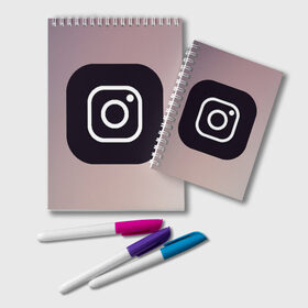 Блокнот с принтом instagram(logo and background) в городе Новоалтайск, 100% бумага | 48 листов, плотность листов — 60 г/м2, плотность картонной обложки — 250 г/м2. Листы скреплены удобной пружинной спиралью. Цвет линий — светло-серый
 | instagram | logo | инстаграм | лого | мягкие цвета | приложение | простая картинка | фотоаппарат | черная картинка | черный | черный значок | черный цвет