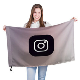 Флаг 3D с принтом instagram(logo and background) в городе Новоалтайск, 100% полиэстер | плотность ткани — 95 г/м2, размер — 67 х 109 см. Принт наносится с одной стороны | instagram | logo | инстаграм | лого | мягкие цвета | приложение | простая картинка | фотоаппарат | черная картинка | черный | черный значок | черный цвет