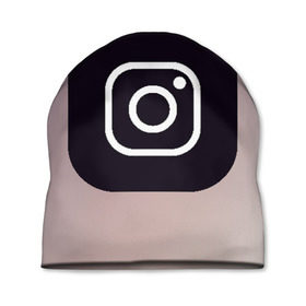 Шапка 3D с принтом instagram(logo and background) в городе Новоалтайск, 100% полиэстер | универсальный размер, печать по всей поверхности изделия | Тематика изображения на принте: instagram | logo | инстаграм | лого | мягкие цвета | приложение | простая картинка | фотоаппарат | черная картинка | черный | черный значок | черный цвет