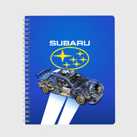 Тетрадь с принтом Subaru в городе Новоалтайск, 100% бумага | 48 листов, плотность листов — 60 г/м2, плотность картонной обложки — 250 г/м2. Листы скреплены сбоку удобной пружинной спиралью. Уголки страниц и обложки скругленные. Цвет линий — светло-серый
 | sti | subaru | subaru impreza | subaru impreza wrx sti | subaru sti | субару | субару импреза
