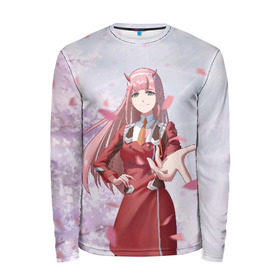 Мужской лонгслив 3D с принтом Darling In The Franxx в городе Новоалтайск, 100% полиэстер | длинные рукава, круглый вырез горловины, полуприлегающий силуэт | 02 | anime | darling in the franxx | hiro | manga | zero two | аниме | ахегао | любимый во франксе | манга | милый во франксе | ноль два | хиро
