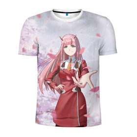 Мужская футболка 3D спортивная с принтом Darling In The Franxx в городе Новоалтайск, 100% полиэстер с улучшенными характеристиками | приталенный силуэт, круглая горловина, широкие плечи, сужается к линии бедра | Тематика изображения на принте: 02 | anime | darling in the franxx | hiro | manga | zero two | аниме | ахегао | любимый во франксе | манга | милый во франксе | ноль два | хиро