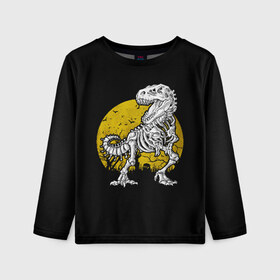 Детский лонгслив 3D с принтом T-Rex в городе Новоалтайск, 100% полиэстер | длинные рукава, круглый вырез горловины, полуприлегающий силуэт
 | 19 | 2019 | cat | ghost | halloween | ведьма | динозавр | кости | кошка | ночь | паук | приведение | призрак | скелет | тирекс | тыква | тьма | ужас | хелловин | хеллоувин | хэллоуин | череп