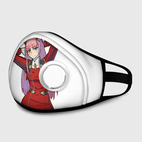 Маска из неопрена с принтом Darling In The Franxx в городе Новоалтайск, неопрен 100% | Форма огибающая нос. Резинки для ушей с дополнительной резинкой на затылке. Клапан для выдоха для активного дыхания при занятиях спортом. Эластичный материал маски и окантовки для лучшего растяжения и прилегания маски.  | 