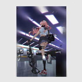 Постер с принтом Darling In The Franxx в городе Новоалтайск, 100% бумага
 | бумага, плотность 150 мг. Матовая, но за счет высокого коэффициента гладкости имеет небольшой блеск и дает на свету блики, но в отличии от глянцевой бумаги не покрыта лаком | 02 | anime | darling in the franxx | hiro | manga | zero two | аниме | ахегао | любимый во франксе | манга | милый во франксе | ноль два | хиро