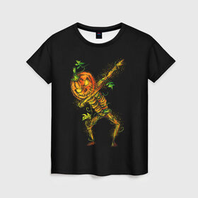 Женская футболка 3D с принтом Dabbing Pumpkin в городе Новоалтайск, 100% полиэфир ( синтетическое хлопкоподобное полотно) | прямой крой, круглый вырез горловины, длина до линии бедер | 19 | 2019 | cat | ghost | halloween | ведьма | динозавр | кости | кошка | ночь | паук | приведение | призрак | скелет | тыква | тьма | ужас | хелловин | хеллоувин | хэллоуин | череп