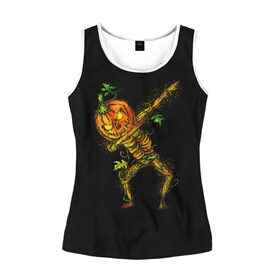 Женская майка 3D с принтом Dabbing Pumpkin в городе Новоалтайск, 100% полиэстер | круглая горловина, прямой силуэт, длина до линии бедра | 19 | 2019 | cat | ghost | halloween | ведьма | динозавр | кости | кошка | ночь | паук | приведение | призрак | скелет | тыква | тьма | ужас | хелловин | хеллоувин | хэллоуин | череп