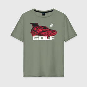 Женская футболка хлопок Oversize с принтом Golf  в городе Новоалтайск, 100% хлопок | свободный крой, круглый ворот, спущенный рукав, длина до линии бедер
 | golf | golf gti | volkswagen | вольксваген | фолькс ваген | фольксваген