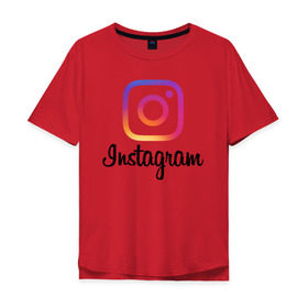 Мужская футболка хлопок Oversize с принтом Instagram в городе Новоалтайск, 100% хлопок | свободный крой, круглый ворот, “спинка” длиннее передней части | application | instagram | инстаграм | приложение