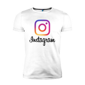 Мужская футболка премиум с принтом Instagram в городе Новоалтайск, 92% хлопок, 8% лайкра | приталенный силуэт, круглый вырез ворота, длина до линии бедра, короткий рукав | application | instagram | инстаграм | приложение
