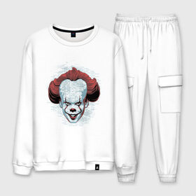 Мужской костюм хлопок с принтом Pennywise в городе Новоалтайск, 100% хлопок | на свитшоте круглая горловина, мягкая резинка по низу. Брюки заужены к низу, на них два вида карманов: два “обычных” по бокам и два объемных, с клапанами, расположенные ниже линии бедра. Брюки с мягкой трикотажной резинкой на поясе и по низу штанин. В поясе для дополнительного комфорта — широкие завязки | clown | derry | it 2 | it: chapter two | loser | lover | pennywise | shtatit | stephen king | warner brothers | ворнер бразерс | дерри | клоун | оно 2 | пеннивайз | стивен кинг