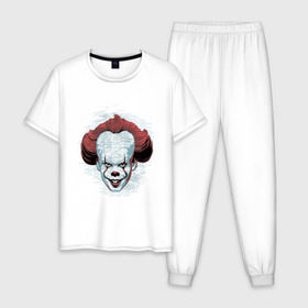 Мужская пижама хлопок с принтом Pennywise в городе Новоалтайск, 100% хлопок | брюки и футболка прямого кроя, без карманов, на брюках мягкая резинка на поясе и по низу штанин
 | clown | derry | it 2 | it: chapter two | loser | lover | pennywise | shtatit | stephen king | warner brothers | ворнер бразерс | дерри | клоун | оно 2 | пеннивайз | стивен кинг