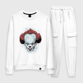 Женский костюм хлопок с принтом Pennywise в городе Новоалтайск, 100% хлопок | на свитшоте круглая горловина, мягкая резинка по низу. Брюки заужены к низу, на них два вида карманов: два 