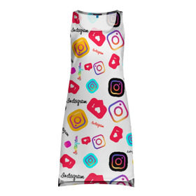 Платье-майка 3D с принтом Instagram в городе Новоалтайск, 100% полиэстер | полуприлегающий силуэт, широкие бретели, круглый вырез горловины, удлиненный подол сзади. | application | instagram | инстаграм | приложение