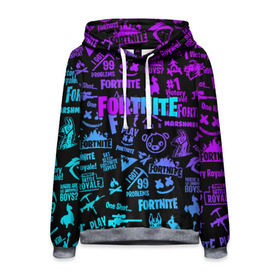 Мужская толстовка 3D с принтом FORTNITE x MARSHMELLO в городе Новоалтайск, 100% полиэстер | двухслойный капюшон со шнурком для регулировки, мягкие манжеты на рукавах и по низу толстовки, спереди карман-кенгуру с мягким внутренним слоем. | fortnite | fortnite x | marshmello | маршмелло | фортнайт