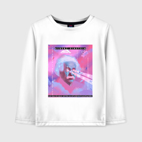 Детский лонгслив хлопок с принтом Albert Einstein glitch art в городе Новоалтайск, 100% хлопок | круглый вырез горловины, полуприлегающий силуэт, длина до линии бедер | art | digital | glitch | retro | retrowave | synthwave | vaporwave | арт | глитч | глюк | искажение | искусство | ошибка | ретровейв | синтвейв | цифровое | цифровой