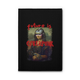 Обложка для автодокументов с принтом Cyberpunk Mona Lisa в городе Новоалтайск, натуральная кожа |  размер 19,9*13 см; внутри 4 больших “конверта” для документов и один маленький отдел — туда идеально встанут права | Тематика изображения на принте: 2077 | cyberpunk | cyberpunk 2077 | game | keanu reeves | lisa | mona | samurai | игра | искуство | картина | киану ривз | кибер | киберпанк | киборг | лиза | мона | робот | самураи
