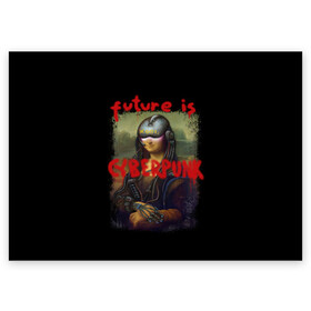 Поздравительная открытка с принтом Cyberpunk Mona Lisa в городе Новоалтайск, 100% бумага | плотность бумаги 280 г/м2, матовая, на обратной стороне линовка и место для марки
 | Тематика изображения на принте: 2077 | cyberpunk | cyberpunk 2077 | game | keanu reeves | lisa | mona | samurai | игра | искуство | картина | киану ривз | кибер | киберпанк | киборг | лиза | мона | робот | самураи