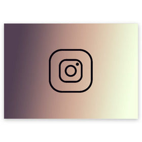 Поздравительная открытка с принтом instagram(simple logo) в городе Новоалтайск, 100% бумага | плотность бумаги 280 г/м2, матовая, на обратной стороне линовка и место для марки
 | instagram | logo | инстаграм | лого | мягкие цвета | приложение | простая картинка | фотоаппарат | черная картинка | черный | черный значок | черный цвет