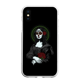 Чехол для iPhone XS Max матовый с принтом Mona Lisa - Santa Muerte в городе Новоалтайск, Силикон | Область печати: задняя сторона чехла, без боковых панелей | dead | death | lisa | mona | muerte | muertos | santa | день | искуство | картина | лиза | мона | муэрте | муэртес | муэртос | роза | розы | санта | тату | татуировка | цветы | череп