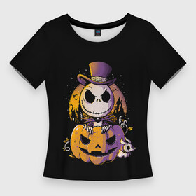 Женская футболка 3D Slim с принтом The Nightmare Before Christmas в городе Новоалтайск,  |  | before | burton | christmas | horror | jack skellington | nightmare | tim | timothy | walter | бёртон | джек | перед | рождеством | скеллингтон | тим | тимоти | ужастик | ужасы