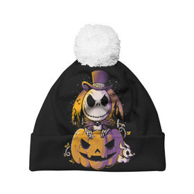 Шапка 3D c помпоном с принтом The Nightmare Before Christmas в городе Новоалтайск, 100% полиэстер | универсальный размер, печать по всей поверхности изделия | before | burton | christmas | horror | jack skellington | nightmare | tim | timothy | walter | бёртон | джек | перед | рождеством | скеллингтон | тим | тимоти | ужастик | ужасы