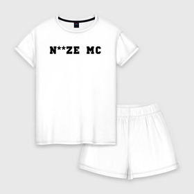 Женская пижама с шортиками хлопок с принтом Noize MC в городе Новоалтайск, 100% хлопок | футболка прямого кроя, шорты свободные с широкой мягкой резинкой | face2face | mc | noize | noize mc | protivo gunz | rыchigy mashыn 13 | v.i.p | алексеев | иван алексеев | мс | ноиз | ноиз мс | нойз | нойз мс | реп | рок | рэп | хип хоп | шум | шуметь