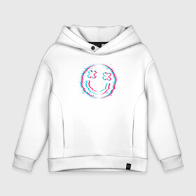 Детское худи Oversize хлопок с принтом Glitch Smile в городе Новоалтайск, френч-терри — 70% хлопок, 30% полиэстер. Мягкий теплый начес внутри —100% хлопок | боковые карманы, эластичные манжеты и нижняя кромка, капюшон на магнитной кнопке | art | glitch | smile | арт | глитч | глич | картинка | картинки | мода | прикольная | прикольные | смайл | смайли | смайлик | тренд | тренды