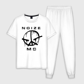 Мужская пижама хлопок с принтом Noize MC в городе Новоалтайск, 100% хлопок | брюки и футболка прямого кроя, без карманов, на брюках мягкая резинка на поясе и по низу штанин
 | face2face | mc | noize | noize mc | protivo gunz | rыchigy mashыn 13 | v.i.p | алексеев | иван алексеев | мс | ноиз | ноиз мс | нойз | нойз мс | реп | рок | рэп | хип хоп | шум | шуметь