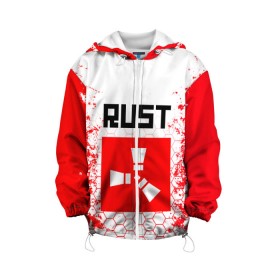 Детская куртка 3D с принтом RUST в городе Новоалтайск, 100% полиэстер | застежка — молния, подол и капюшон оформлены резинкой с фиксаторами, по бокам — два кармана без застежек, один потайной карман на груди, плотность верхнего слоя — 90 г/м2; плотность флисового подклада — 260 г/м2 | magic rust | rust | rust 2019 | раст | раст 2019. | раст легаси