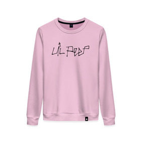 Женский свитшот хлопок с принтом LIL PEEP в городе Новоалтайск, 100% хлопок | прямой крой, круглый вырез, на манжетах и по низу широкая трикотажная резинка  | lil peep | lil prince | pink | зарубежная музыка | лил пип | маленький принц