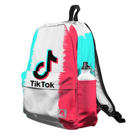 Рюкзак 3D с принтом TIKTOK в городе Новоалтайск, 100% полиэстер | лямки с регулируемой длиной, сверху петелька, чтобы рюкзак можно было повесить на вешалку. Основное отделение закрывается на молнию, как и внешний карман. Внутри два дополнительных кармана, один из которых закрывается на молнию. По бокам два дополнительных кармашка | tik | tik tok | tiktok | tok | тик | тик ток | тикток | ток