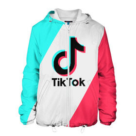 Мужская куртка 3D с принтом TIKTOK в городе Новоалтайск, ткань верха — 100% полиэстер, подклад — флис | прямой крой, подол и капюшон оформлены резинкой с фиксаторами, два кармана без застежек по бокам, один большой потайной карман на груди. Карман на груди застегивается на липучку | tik | tik tok | tiktok | tok | тик | тик ток | тикток | ток